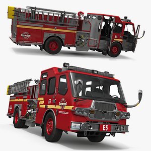 Renton Fire Department Engine Truck Red 3D model