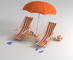 3D beach chair model