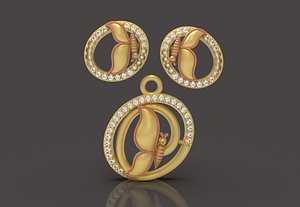 Butterfly Pendant - 0104 - 3D model