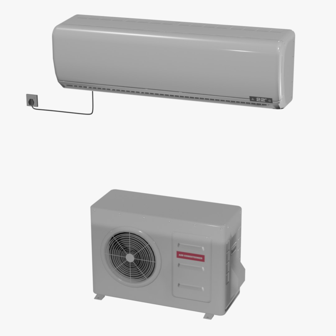 3D Wall Mounted Air Conditioner - Internal And External Unit Model ...