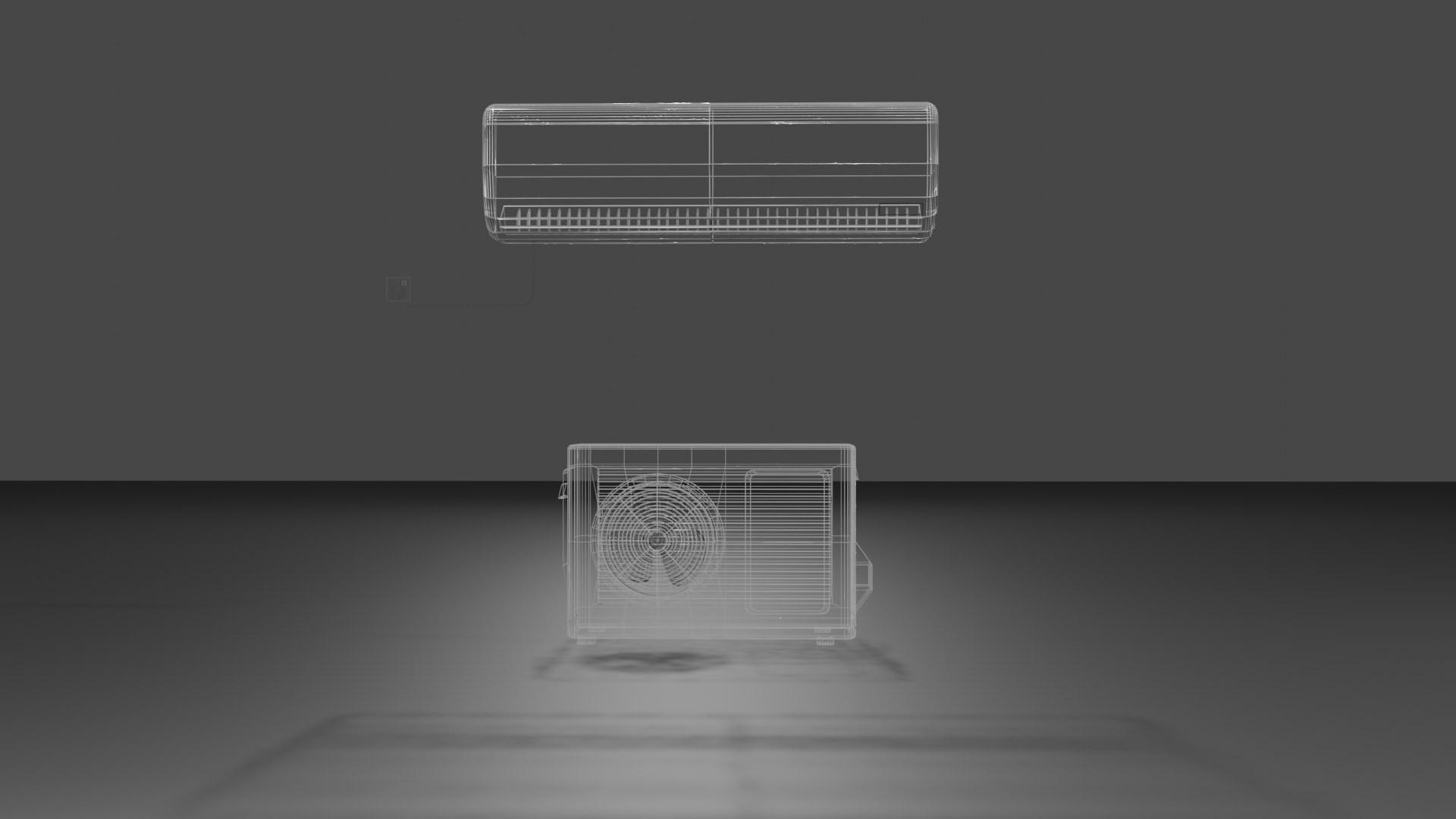 3D Wall Mounted Air Conditioner - Internal And External Unit Model ...