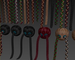 braided hair 3D