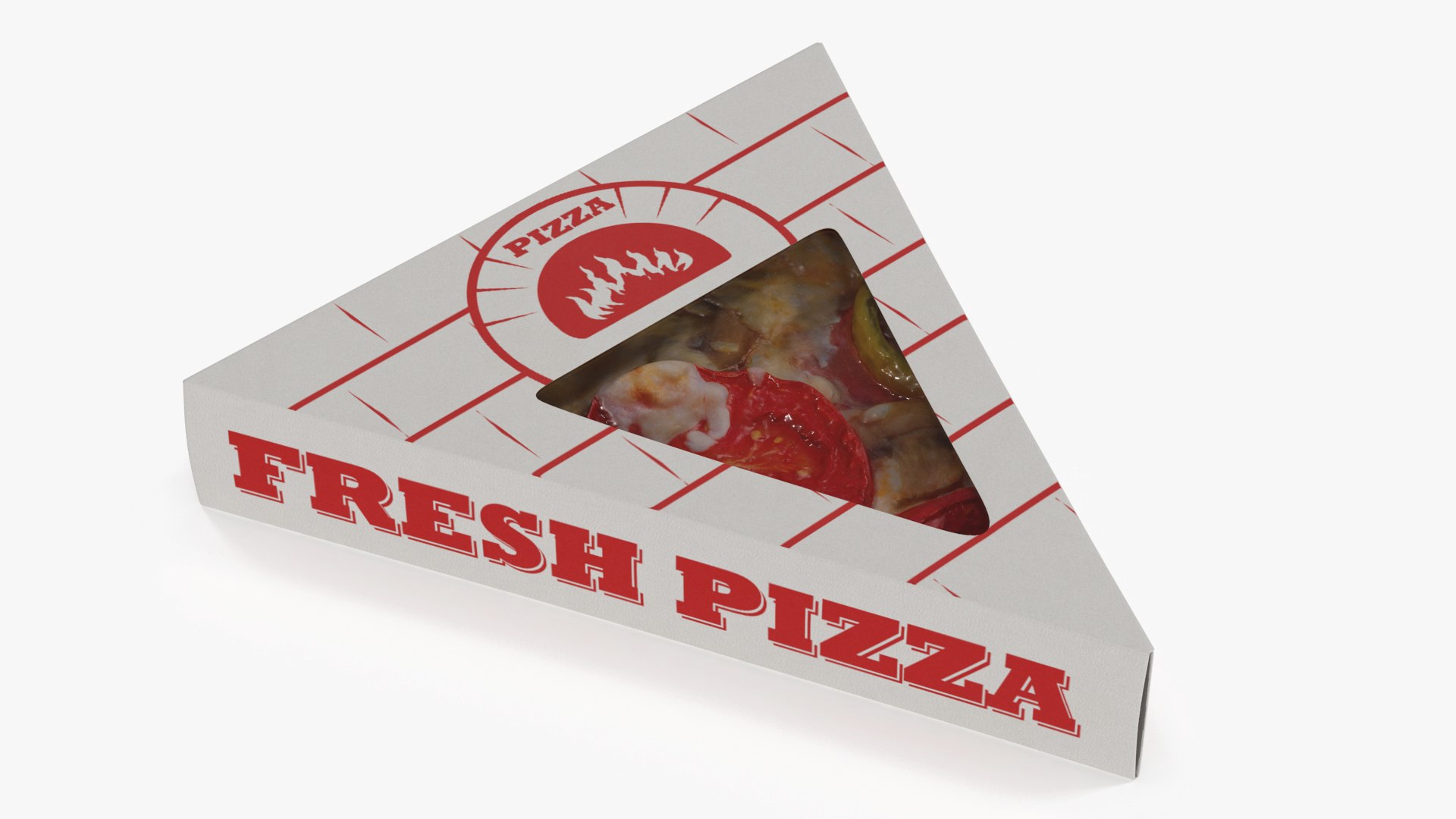 Pizza Slice in Triangle Cardboard Box 3D model preview