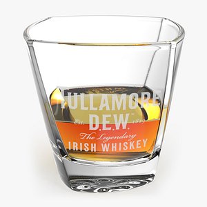 Tullamore Dew Rocks Glass With Whiskey 3D model