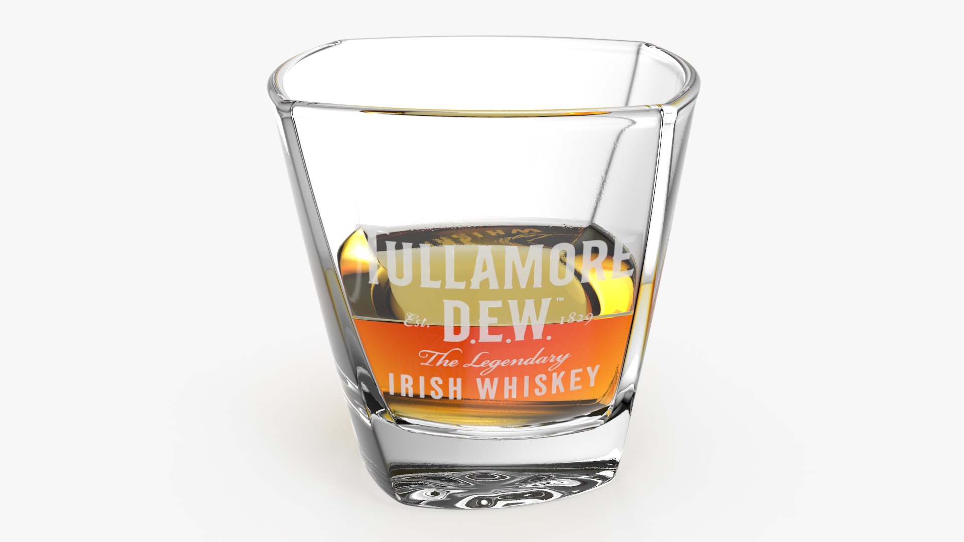 Tullamore Dew Rocks Glass With Whiskey 3D model preview