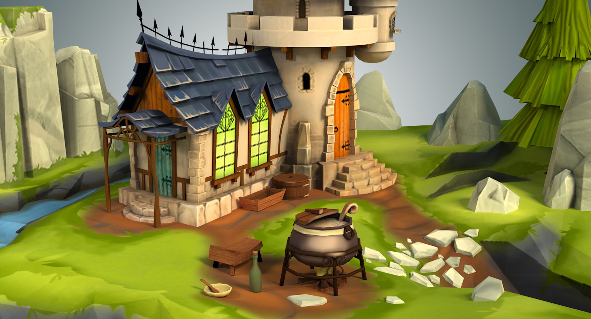 3d Model Stylized Castle Environment