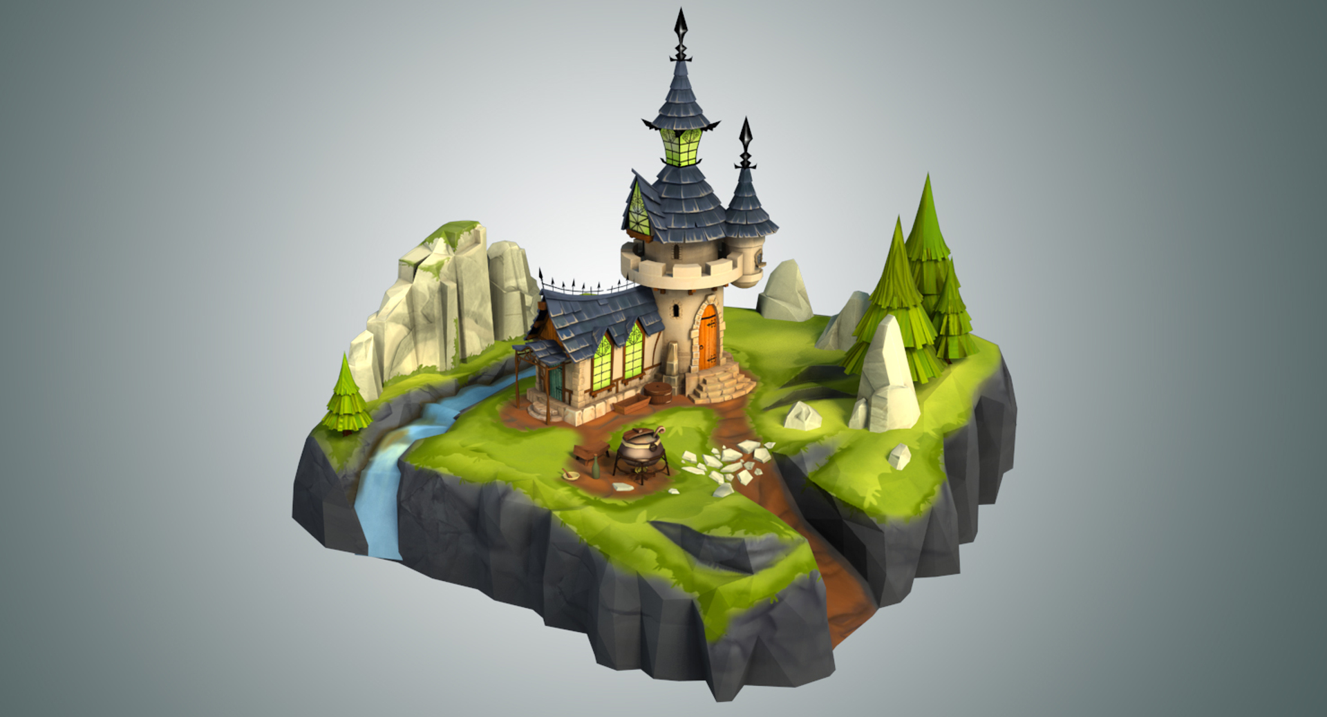 3d Model Stylized Castle Environment