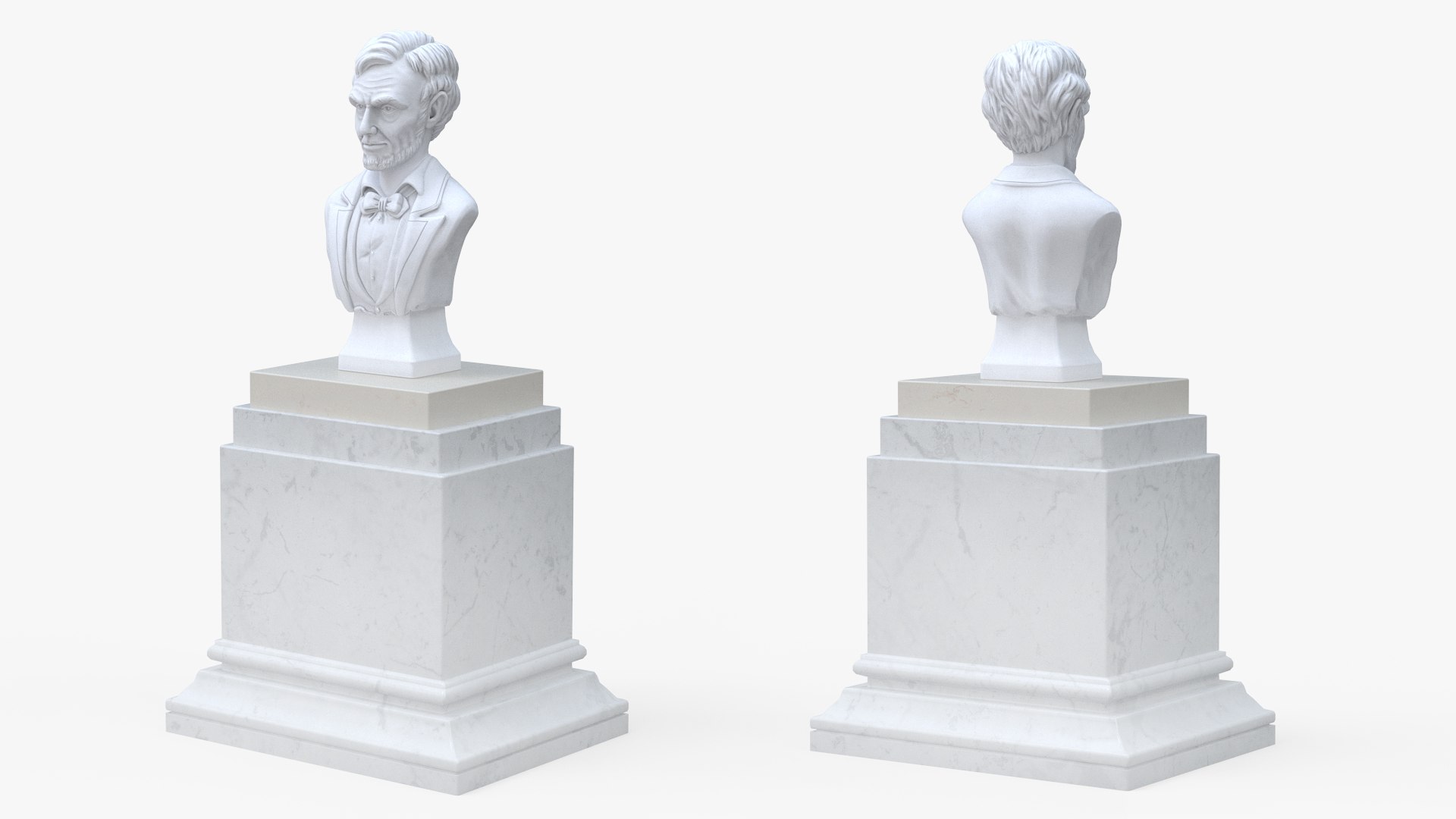 Gypsum Bust of President Lincoln on Pedestal 3D model preview