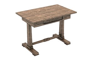 3D old table desk scratches model