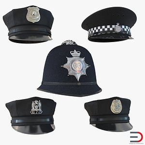 3d c4d police hats 3