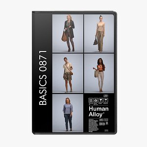 3D Basics0871 - A set containing 5 models of female adults walking in casual attire in public settings model