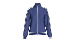 Girls Zip-Up High Neck Striped Jacket 3D model