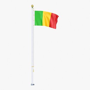 Mali Flag Stand Pole Animated Loop 3D model