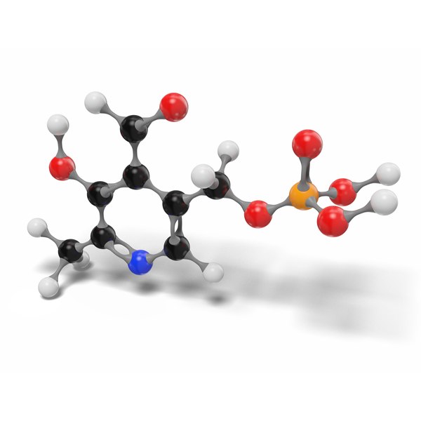 3D pyridoxal vitamin b6 molecule model