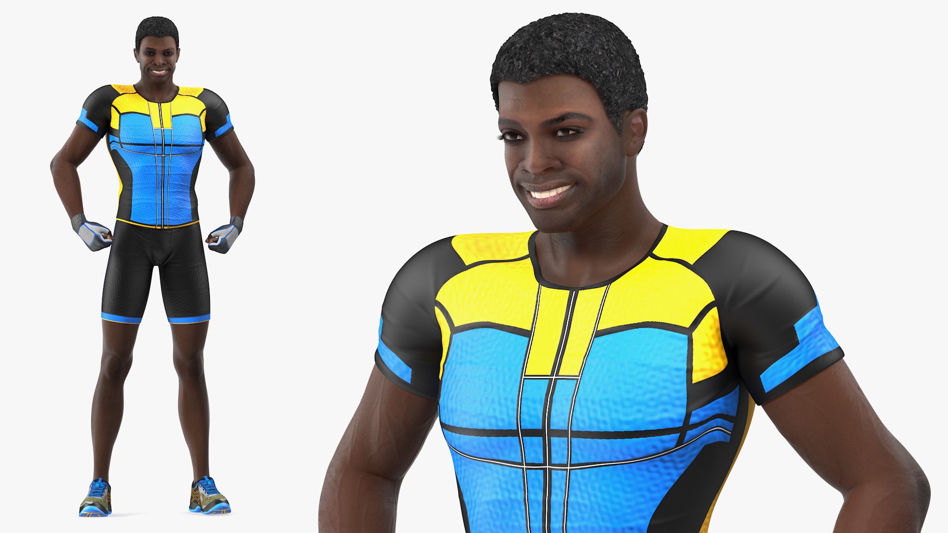 African American Sportsman Flexing 3D model preview