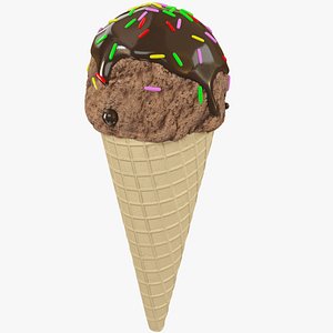 3D chocolate ice cream cone
