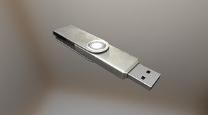 3d version usb stick aluminium model