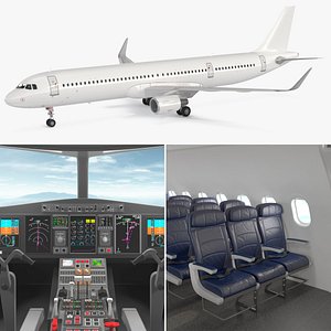 Airbus A321neo With Cabin and Cockpit 3D model