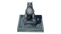 Stone Guardian Lion 3D Model - Chinese Fu Dog Statue on Pedestal for Entrance Scene
