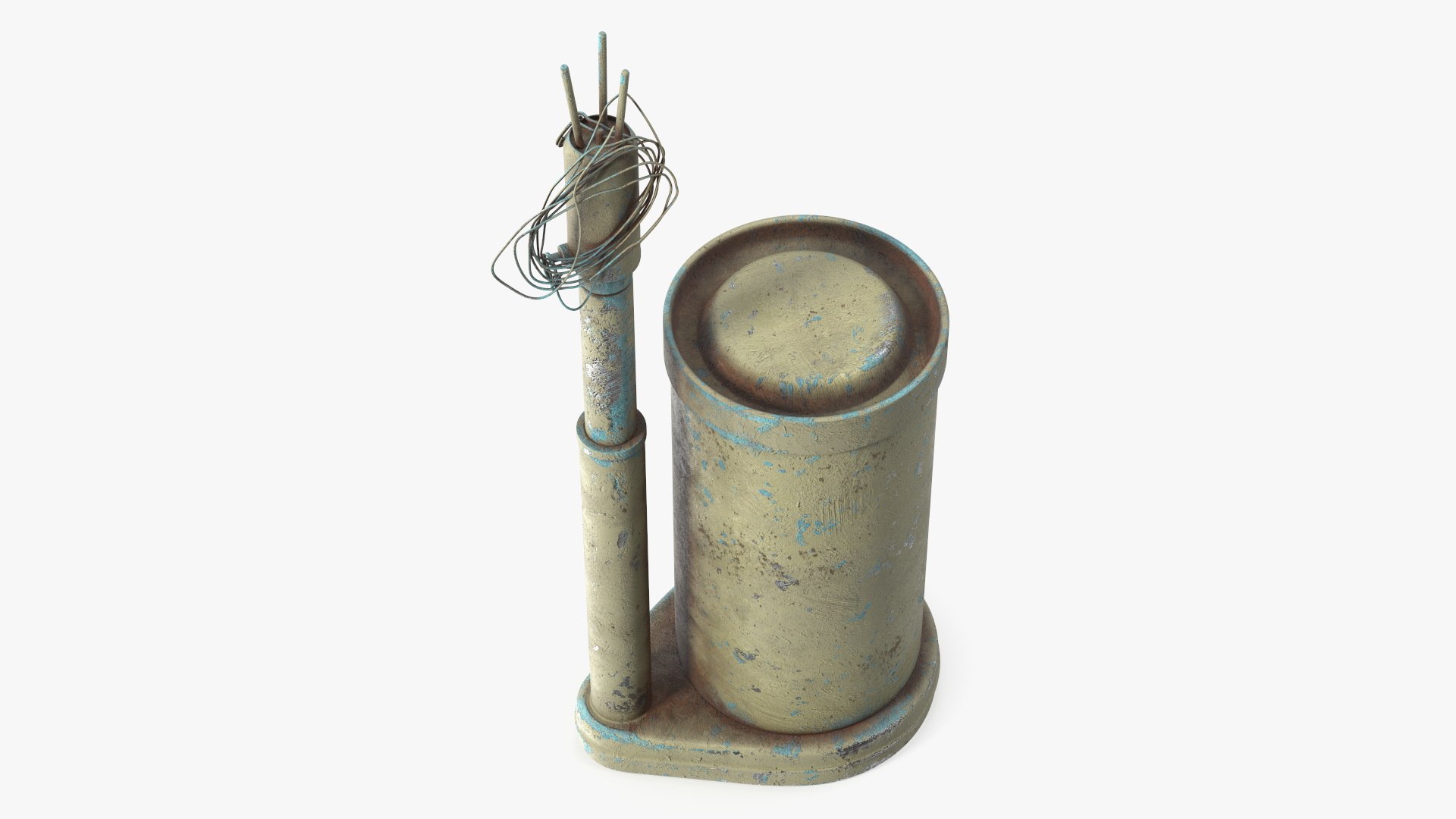 World War II M2 Anti Personnel Mine with Detonator and Wires Yellow 3D model preview