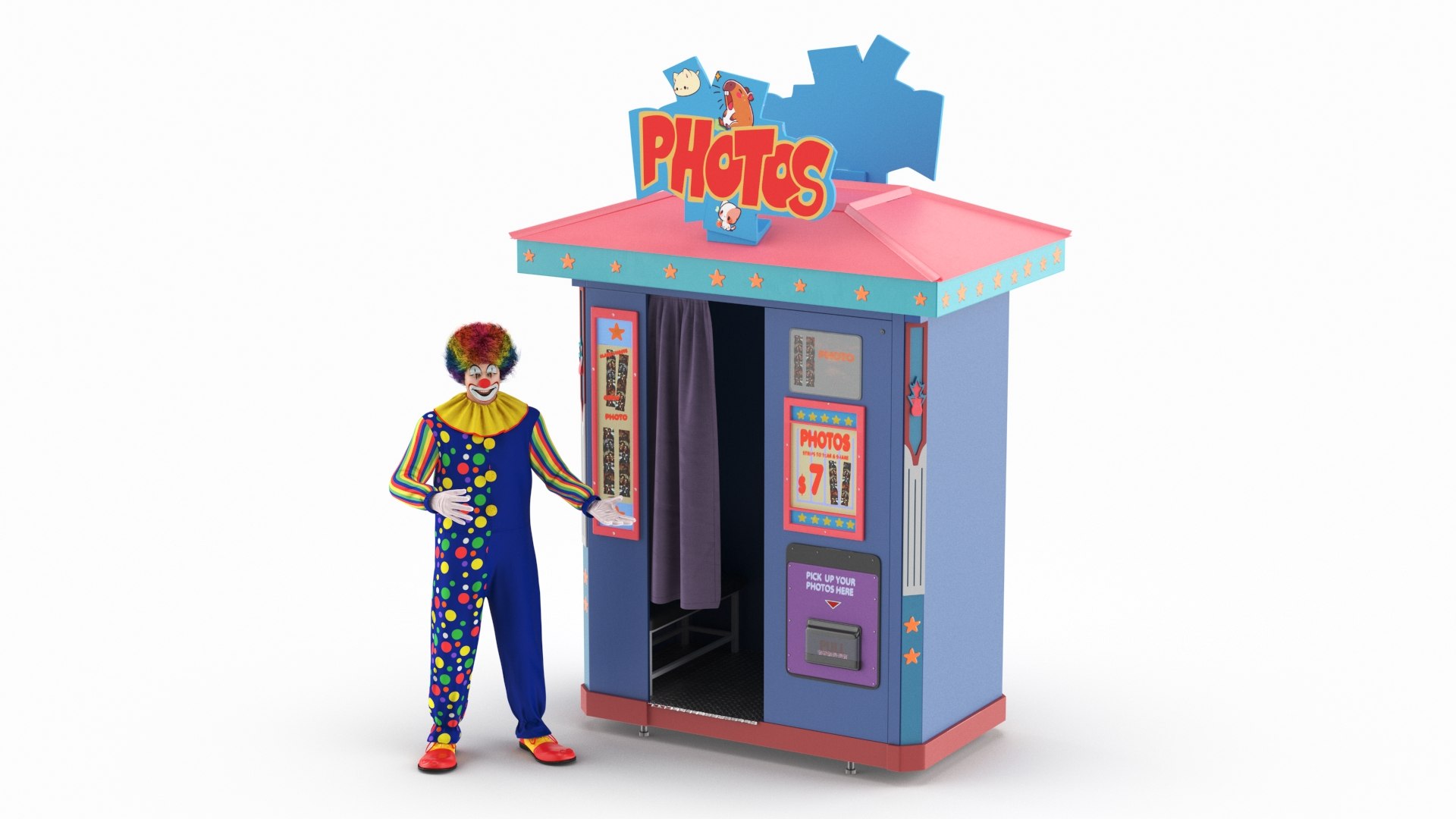 Clown with Disney Park Photo Booth Fur 3D model preview