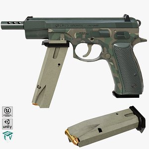 Pistol 09 Military Green Generic All PBR UE Textures 3D model