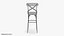3D Abdullah Solid Wood Counter Bar Stool model