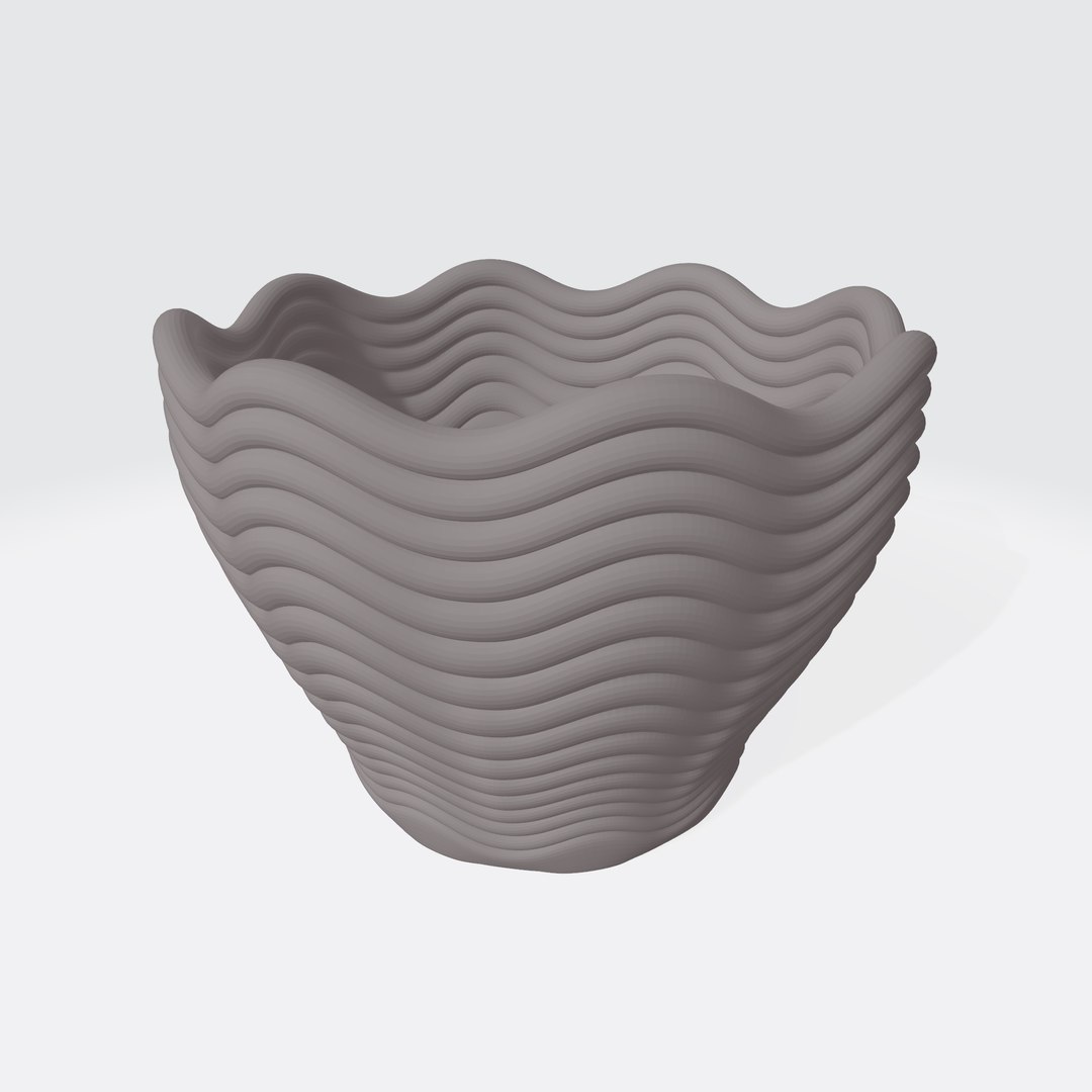 3D Wavy Pot Plant Decorative Container - TurboSquid 2327604