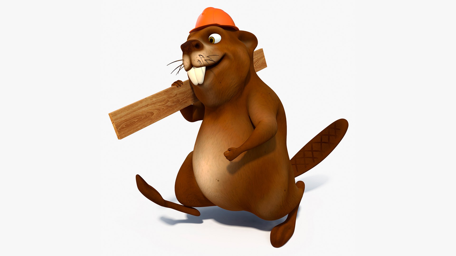 Cartoon Beaver with Plank 3D model preview