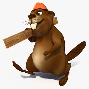Cartoon Beaver with Plank