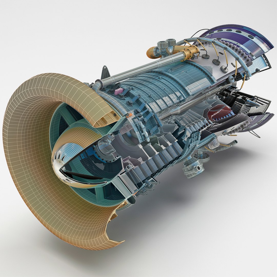 3d model aircraft jet turbine 3