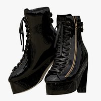 female highheel boot with texture and smart material