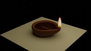 Clay oil lamp 3D model
