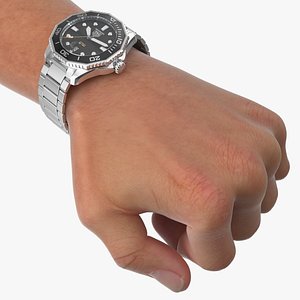 Tag Heuer Aquaracer Dive Watch on Male Wrist Black 3D model