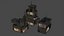 Sci-Fi Derelict Greeble Buildings set of 3