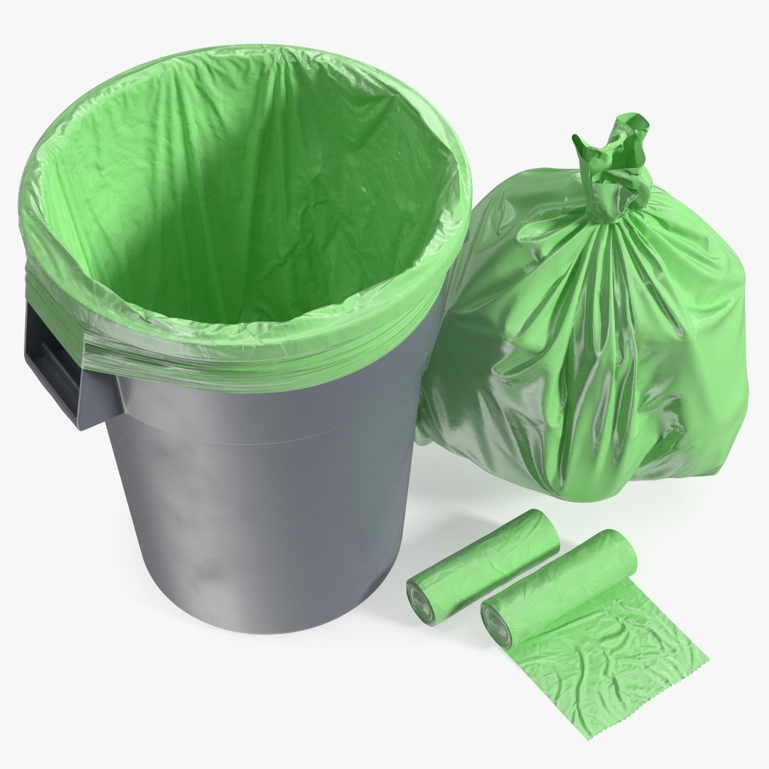 Eco Garbage Bags with Trash Bin 3D model preview