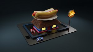 3D Hotdog cafe resturant blender model