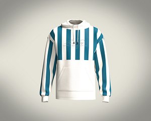 3D Mens hoodie with stripe and chest print