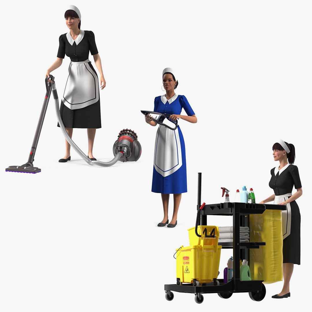 Rigged Housekeeping Maids Collection 2 3D model preview