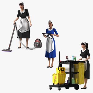 Rigged Housekeeping Maids Collection 2 3D model