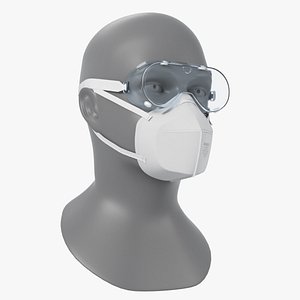 3D model N95 Respirator And Safety Goggles