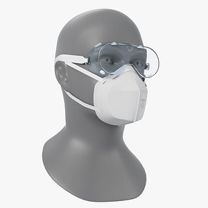 3D model N95 Respirator And Safety Goggles