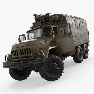 Army Utility Truck ZIL-131 KUNG with Interior Rigged for Maya
