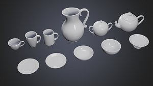 3D Lowpoly 3D Tableware kit