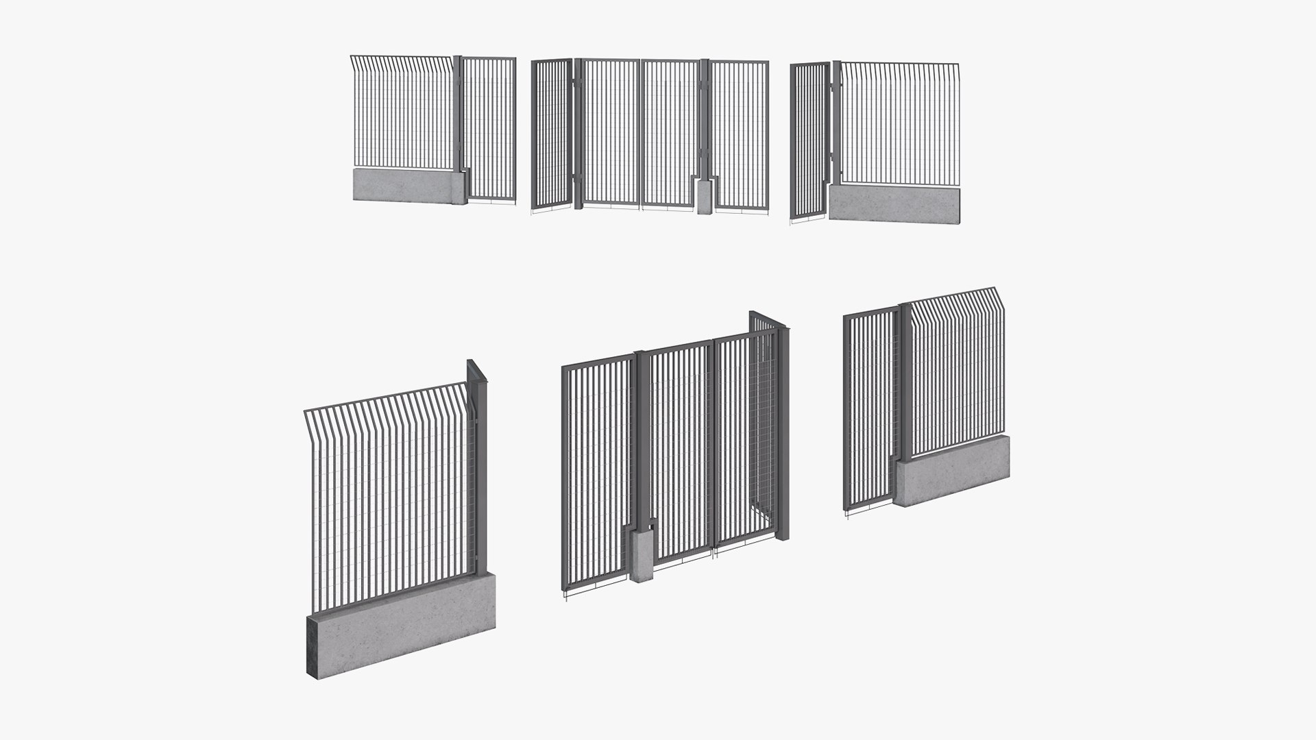 Industrial Swing Gate Open 3D model preview