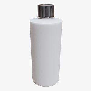White and Black Plastic Cylinder Bottle With Ribbed Screw Cap
