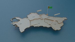 Turkmenistan detailed Map with Animated Flag
