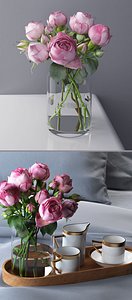 3D rose bouquet coffee set