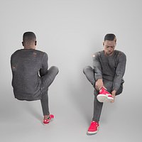 Guy putting on his shoes 323