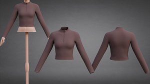 3D Half-Zip Sweater - Low-Poly Sweatshirt with Zipper